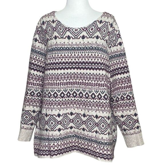 Northcrest Womens Sweater Size 2X Purple, Ivory - Picture 1 of 5